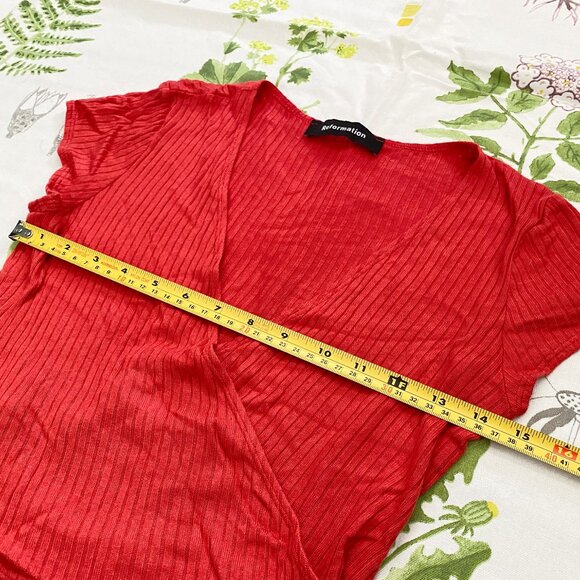 Reformation Flora Cherry Red Ribbed Knit Crop Top Size XS - Picture 6 of 7